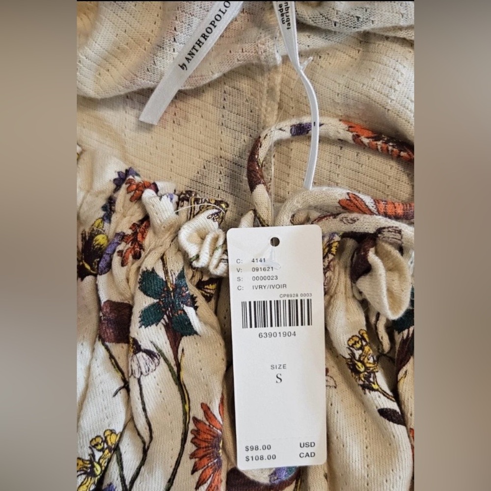 Anthropologie Cream Print Jumper, roomy small - Picture 6 of 9